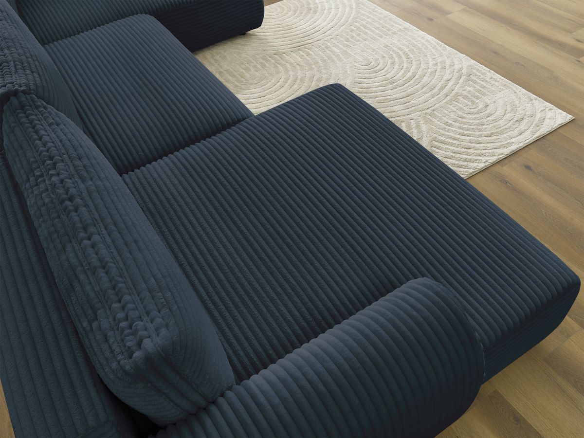 Bobochic Lucien Wohnlandschaft Breitcord weich Dunkelblau Ecke links