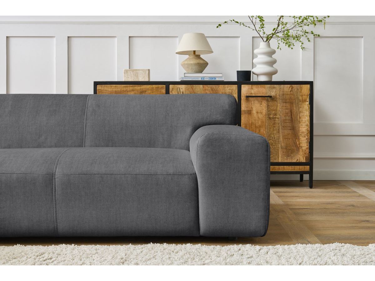 Bobochic Lavena Ecksofa 272 × 220 cm Samt Dunkelgrau Ecke links