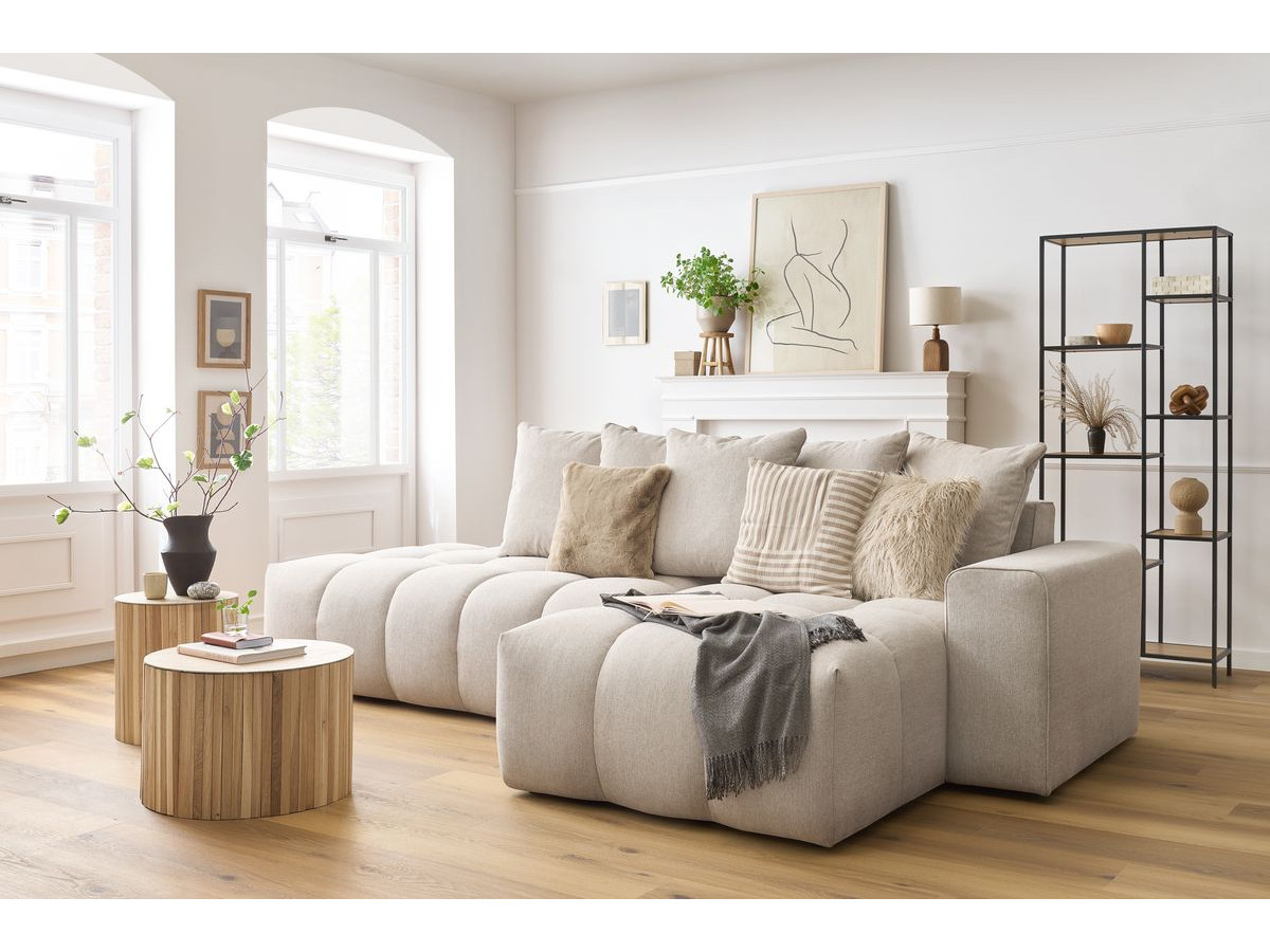 Bobochic Mont-blanc Ecksofa Melange-Stoff Beige Ecke rechts