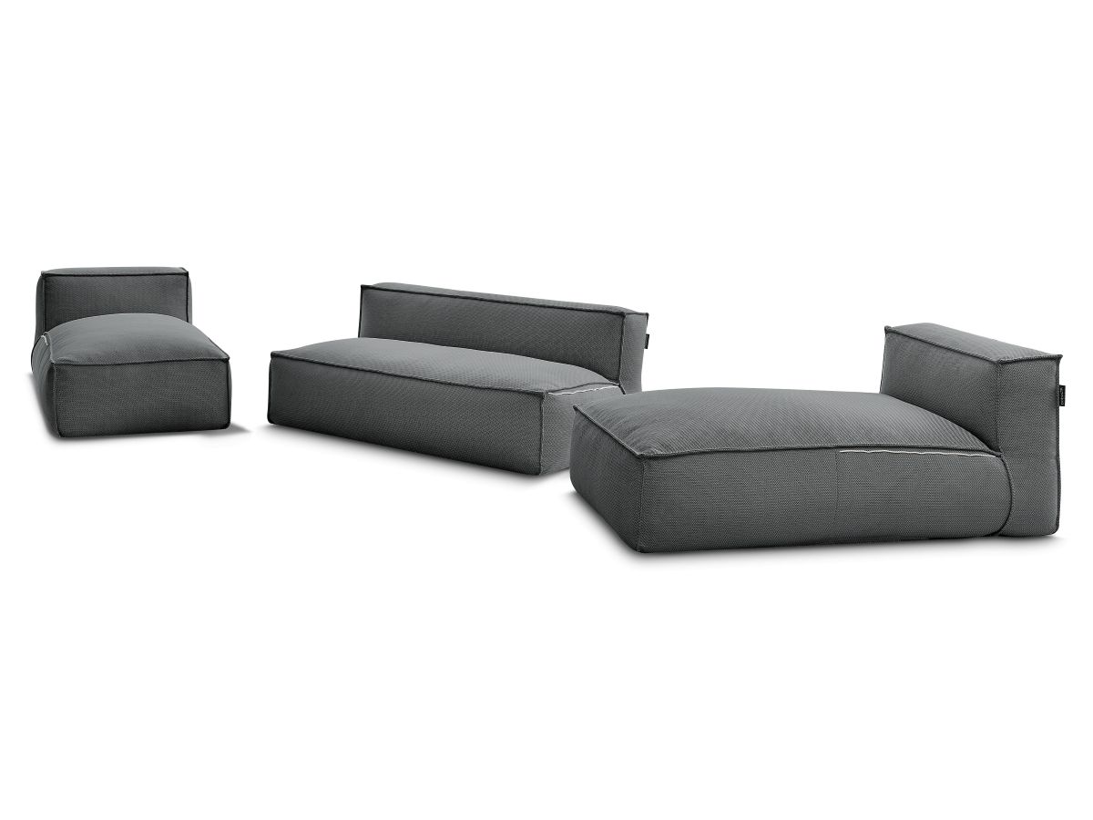 Bobochic Biarritz Gartensofa 4-Sitzer Melange-Stoff Schwarz