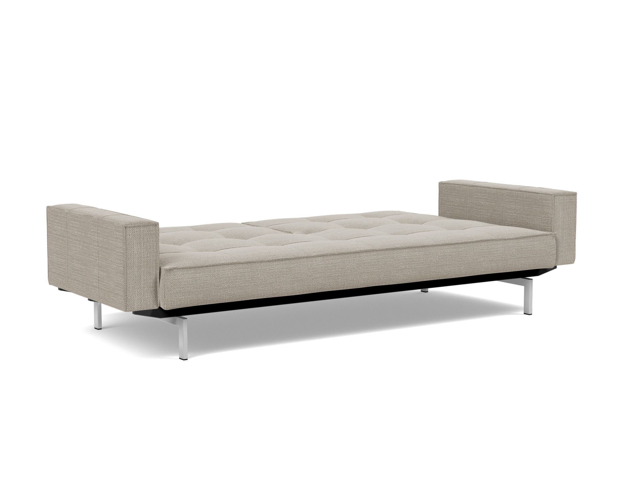Schlafsofa Splitback mit Armlehnen Strukturierter Stoff Kenya 579-Gravel Beine Chrom