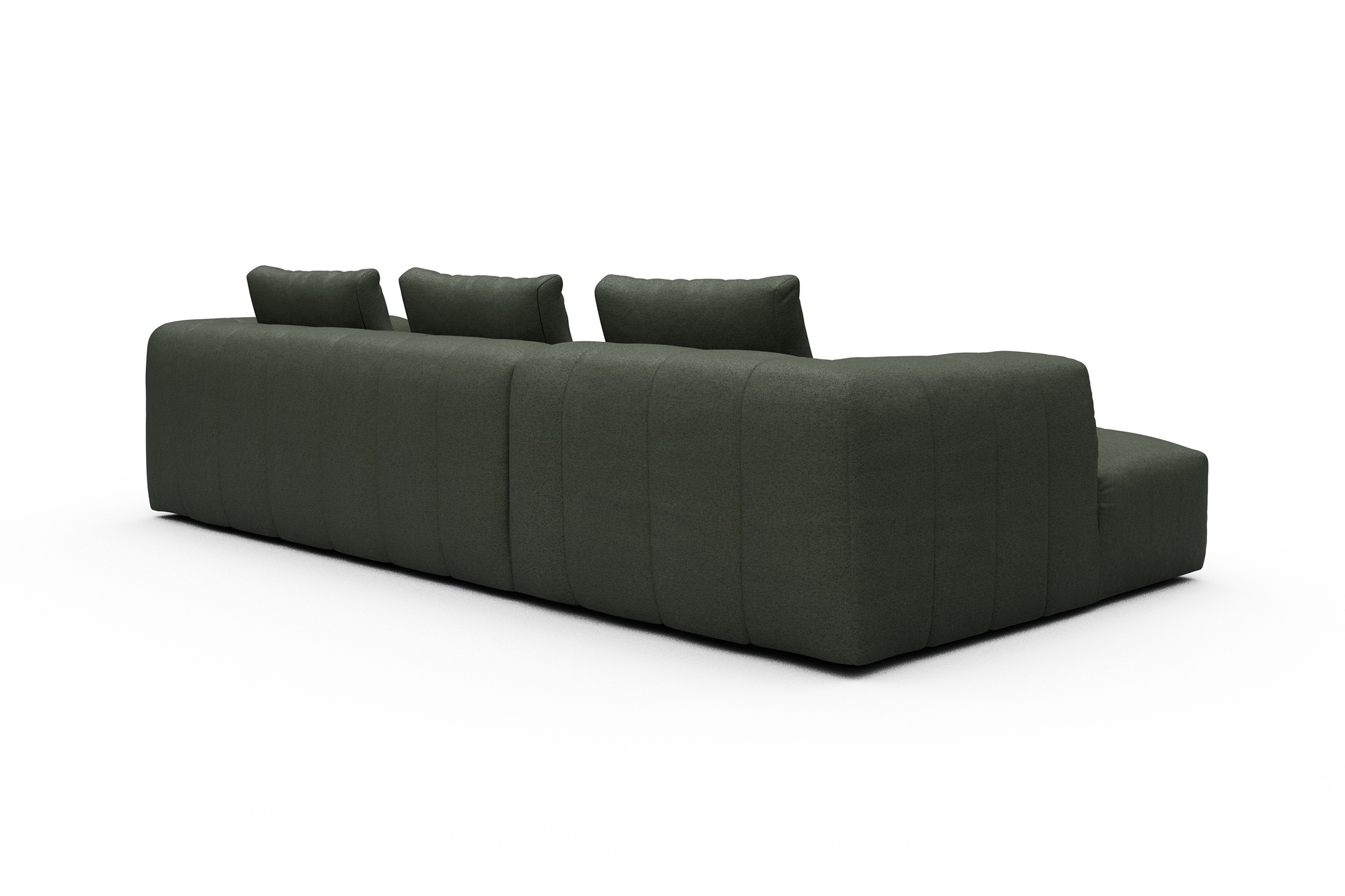 Ecksofa Hugo 2,5-Sitzer Armlehne rechts mit Chaiselongue Denari-Forest-Green