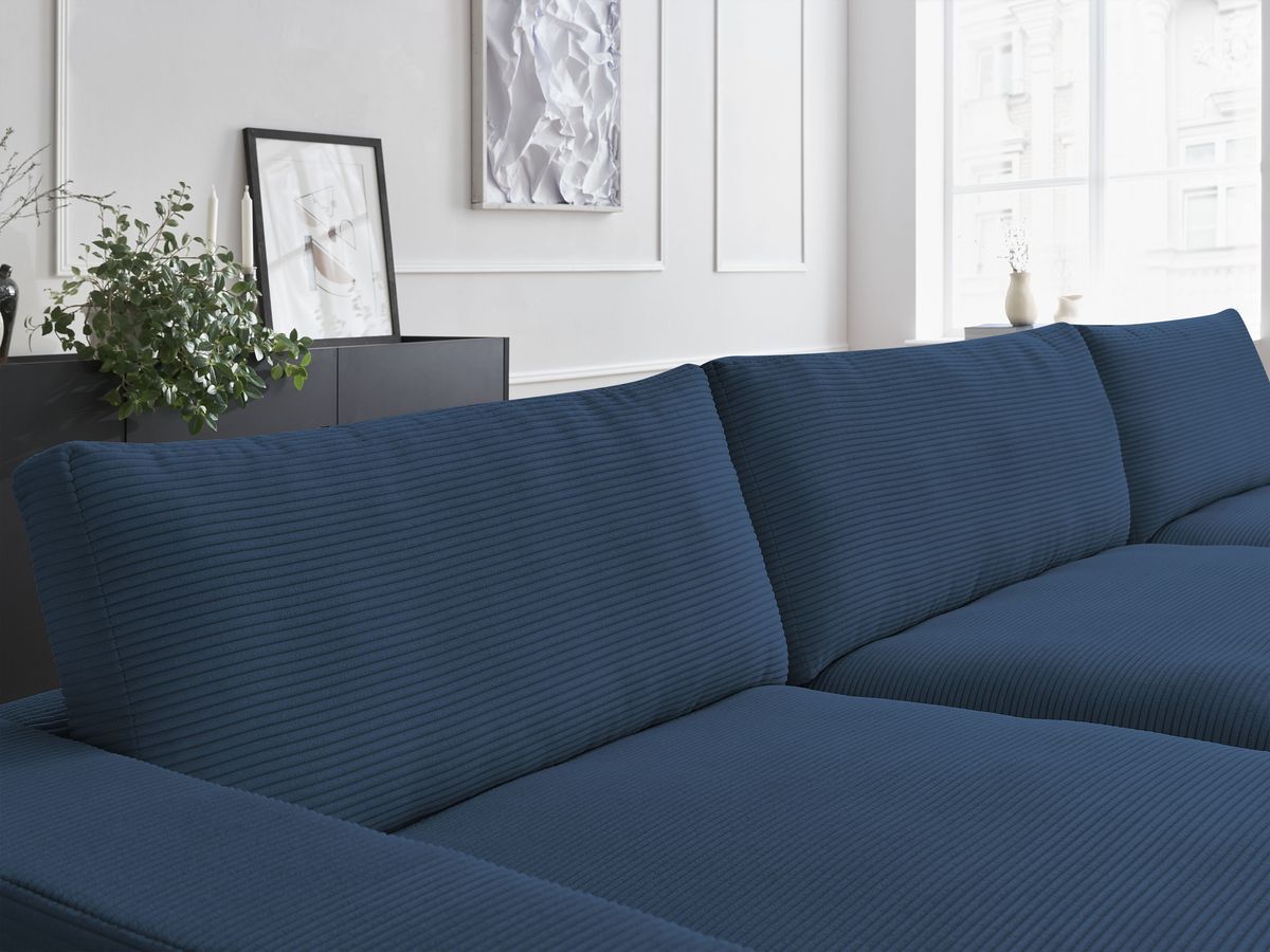 Bobochic Leonard Wohnlandschaft 349 × 159 cm Cordsamt Dunkelblau