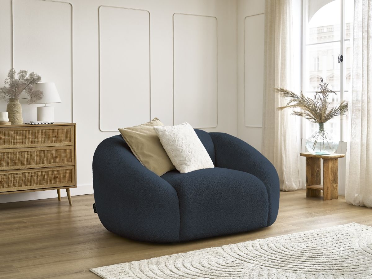 Bobochic Tina Sessel Bouclé-Stoff Dunkelblau