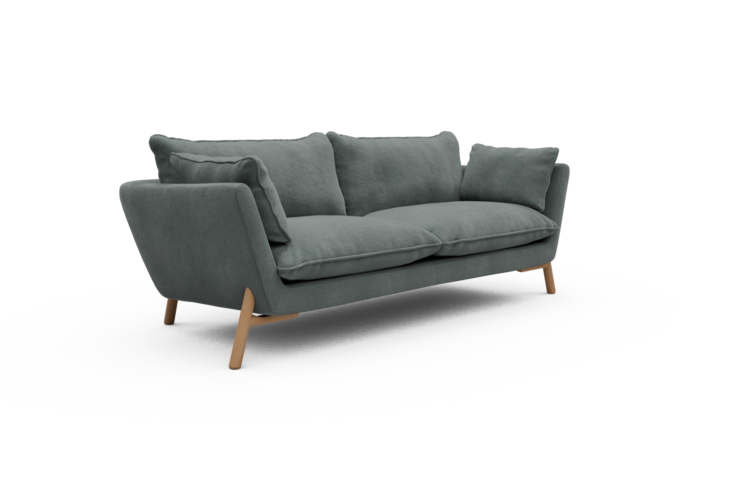 Sofa Emil PREMIUM 3-Sitzer Beinfarbe Eiche Natur Smooth-Silver-Grey