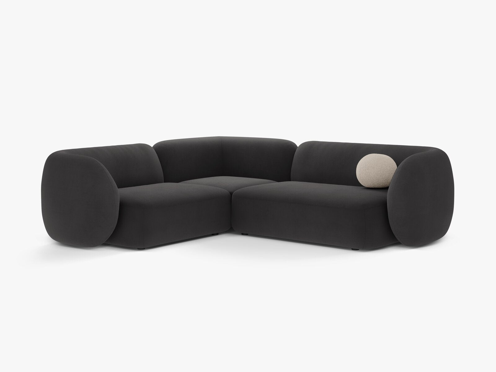 Micadoni Ecksofa Kate 4-Sitzer Links Samt Dunkelgrau