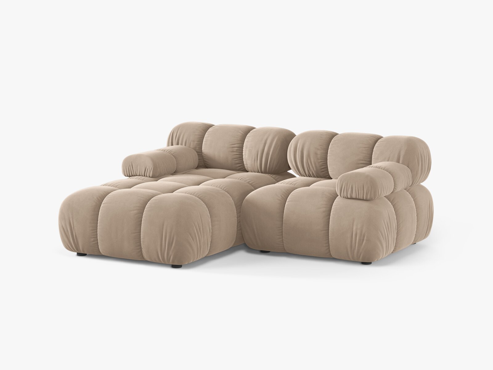 Micadoni Modulares Ecksofa Bellis 3-Sitzer Links Samt Venus Beige