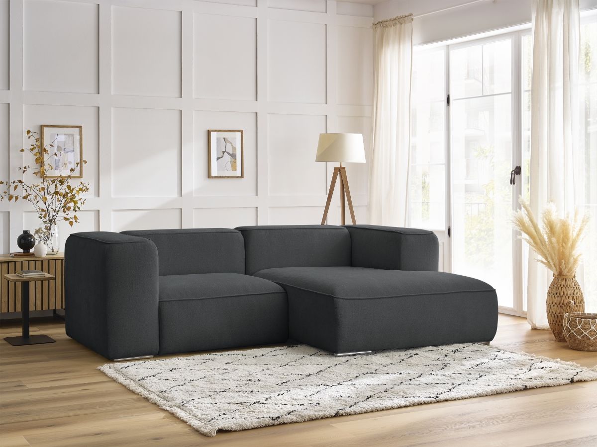 Bobochic Zephyr Ecksofa 260 × 165 cm Strukturstoff Dunkelgrau Ecke rechts