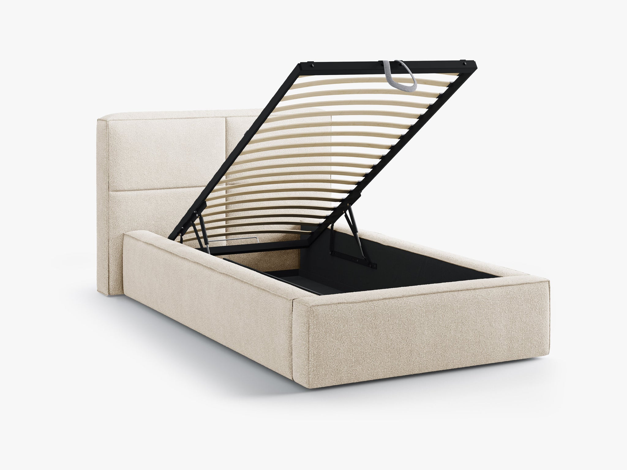 Micadoni Stauraumbett mit Kopfteil Darren Boucle Legend Helles Beige 90x200