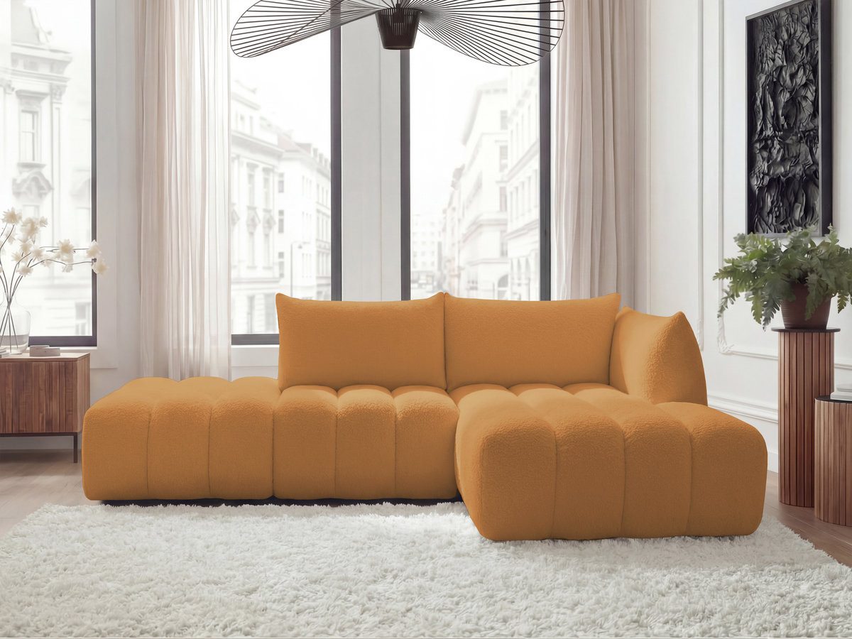 Bobochic Azra Ecksofa 319 × 178 cm Bouclé-Stoff Gelb Ecke rechts