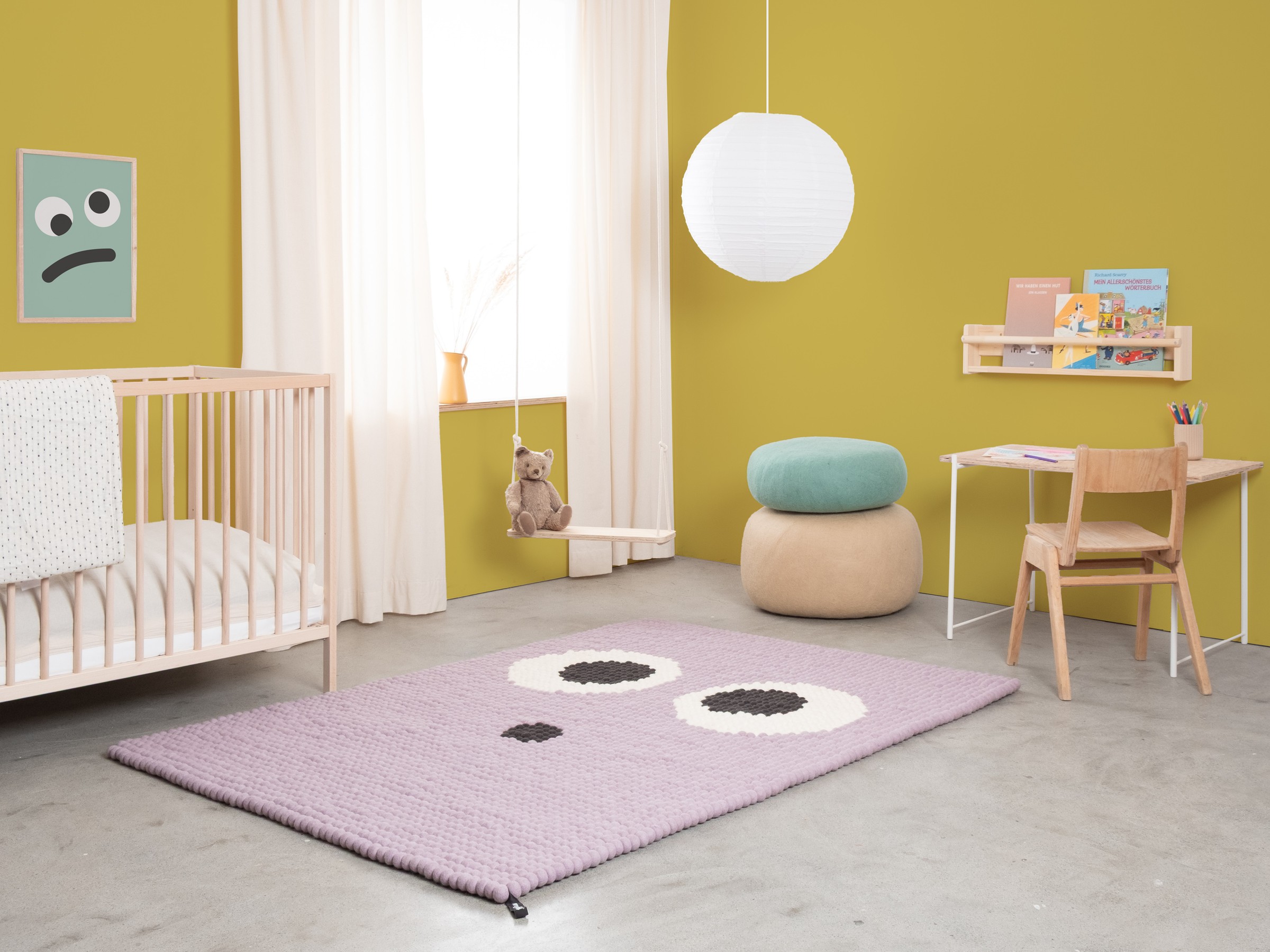 myfelt Bert Filzkugelteppich Flieder
