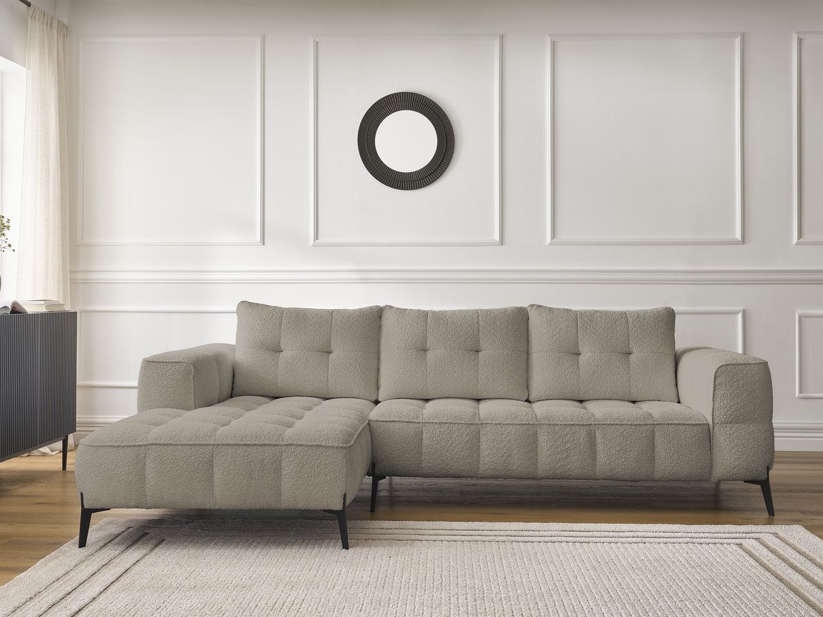 Bobochic Anis Ecksofa Bouclé-Stoff Taupe Ecke links