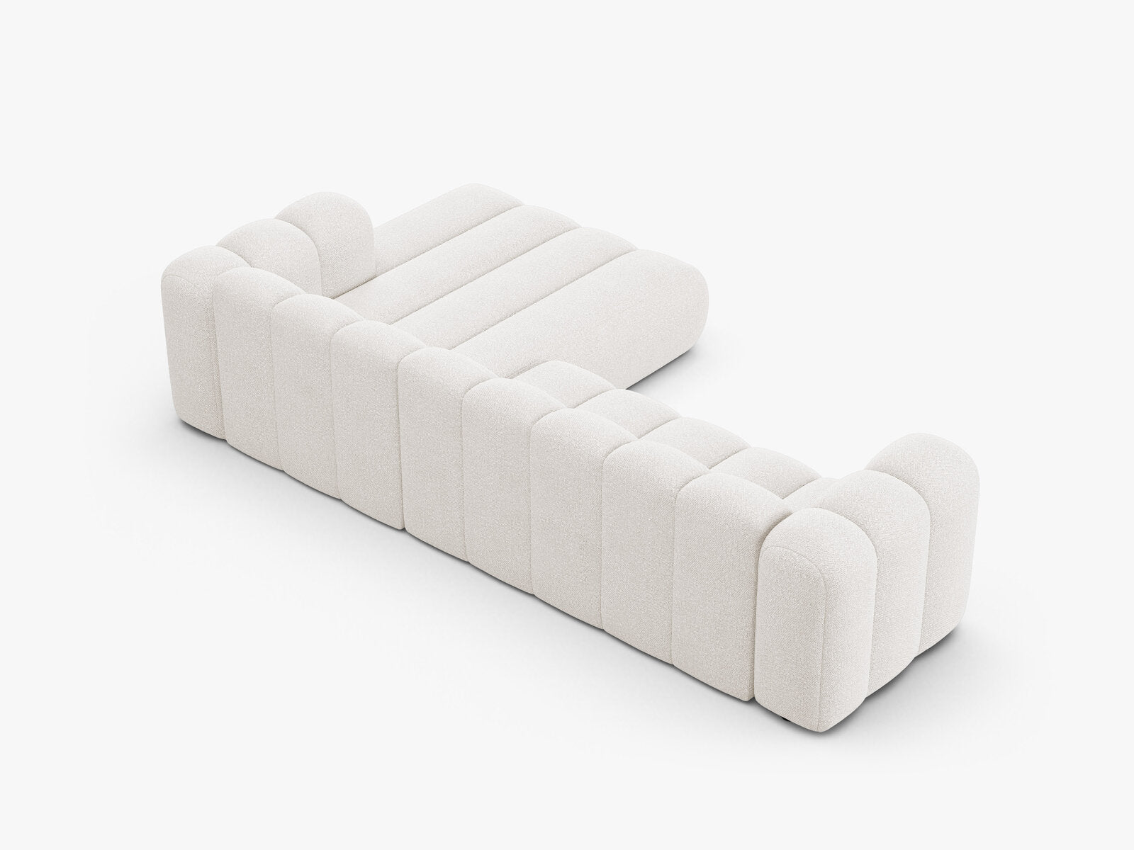 Micadoni Modulares Ecksofa Lupine 4-Sitzer Rechts Boucle Baloo Weiß