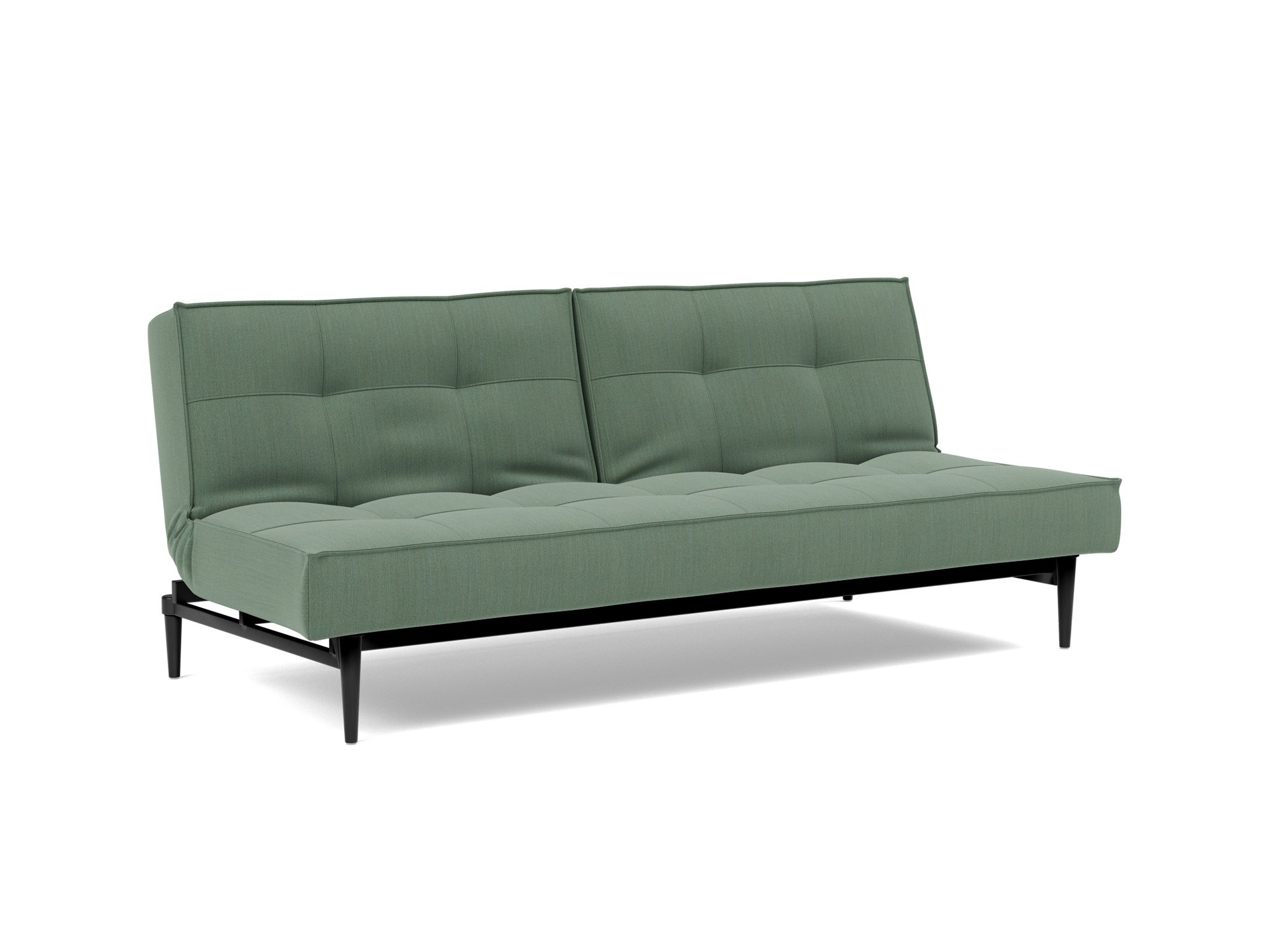 Schlafsofa Splitback Flachgewebe Elegance 518-Green Beine Styletto Eiche schwarz