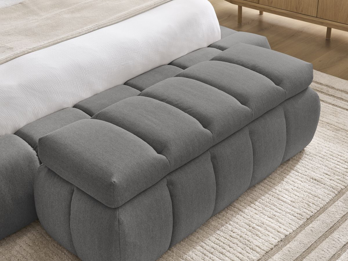 Bobochic Denali Polsterbett mit Bettkasten mit Bettbank Stoff Dunkelgrau, Liegefläche 160 × 200 cm