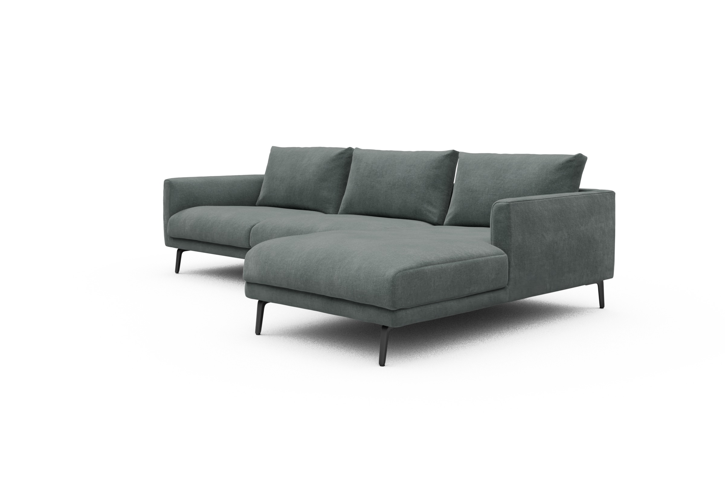 Ecksofa Karl Chaiselongue rechts mit 2,5-Sitzer Smooth-Silver-Grey