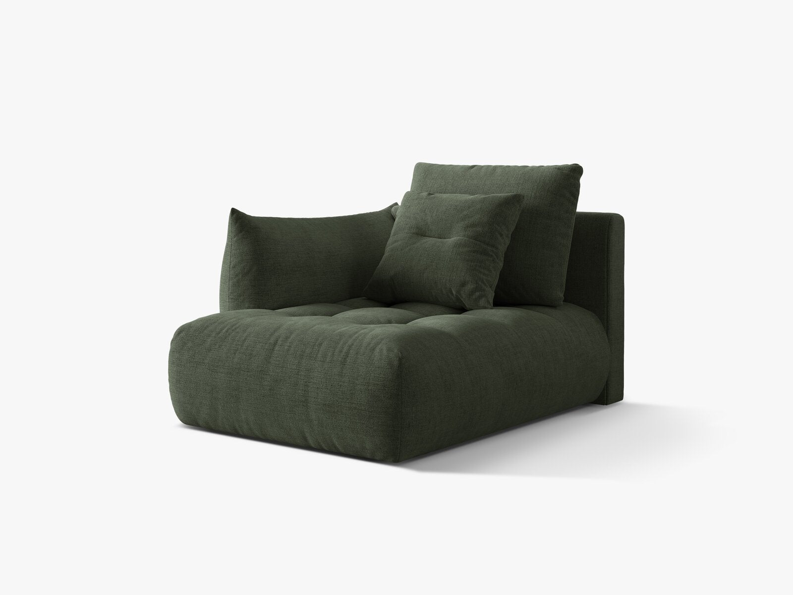 Micadoni Bloom Chaiselongue Links Strukturierter Stoff Wind Moosgrün