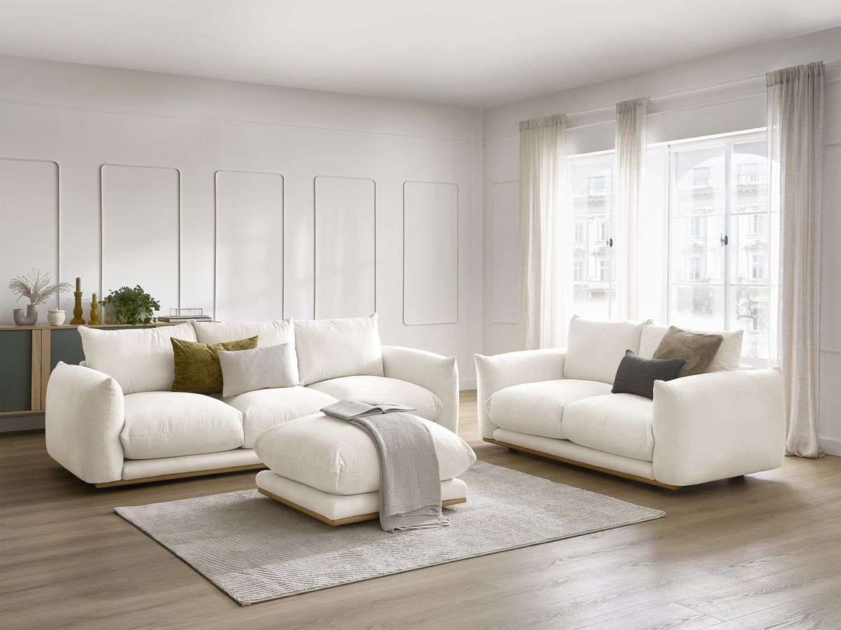 Bobochic Ernest Sofa 6-Sitzer mit Pouf Stoff Beige