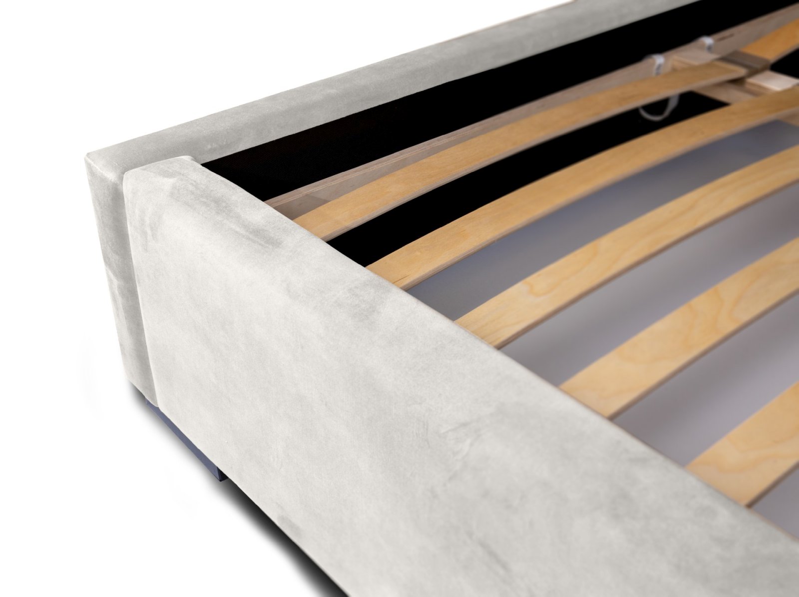 Polsterbett Portoza Samtstoff 140x200 mit Metallrahmen Macau Pearl