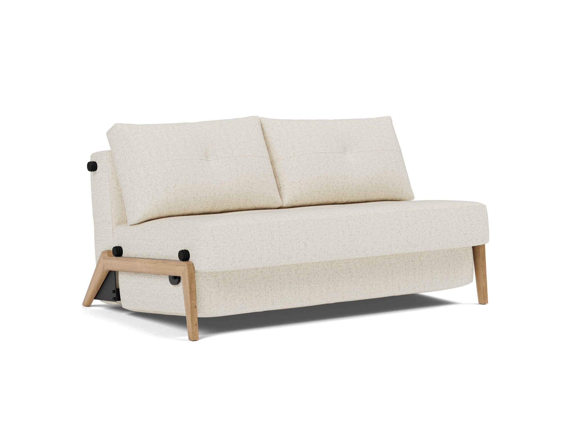 Schlafsofa Cubed 140 Boucle Skandi 531-Off-White Beine Eiche