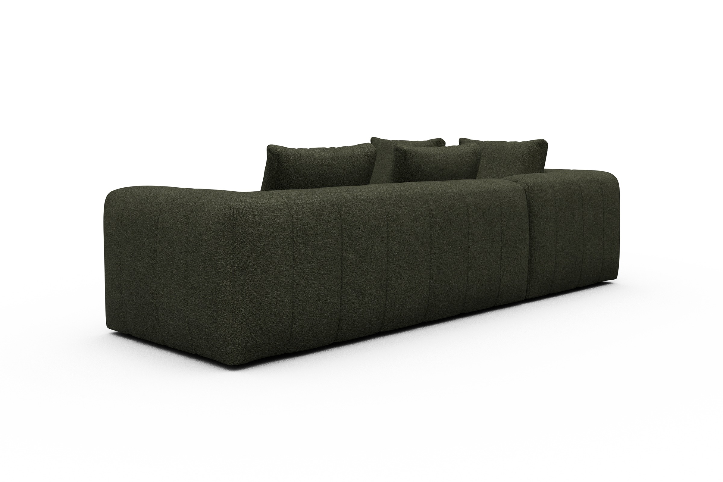 Ecksofa Hugo 2x 2,5-Sitzer Armlehne rechts Boucle-Forest-Green