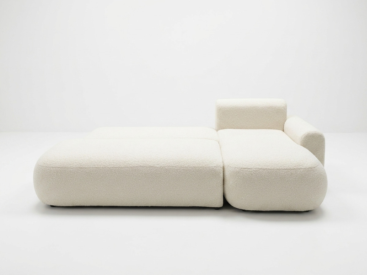 Bobochic Tango Ecksofa mit Schlaffunktion und Bettkasten Bouclé-Stoff Beige Ecke rechts