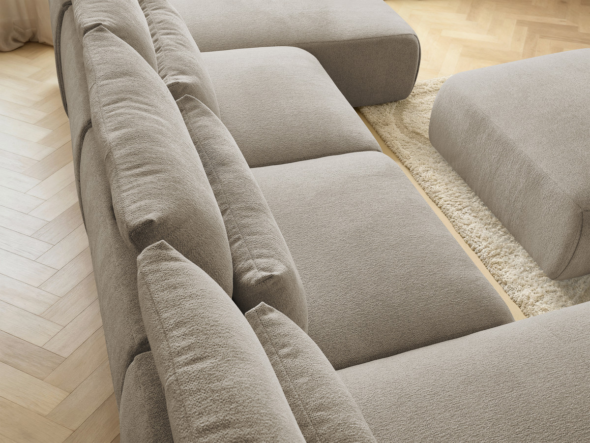 Bobochic Jana Wohnlandschaft mit großem Pouf Melange-Stoff Taupe