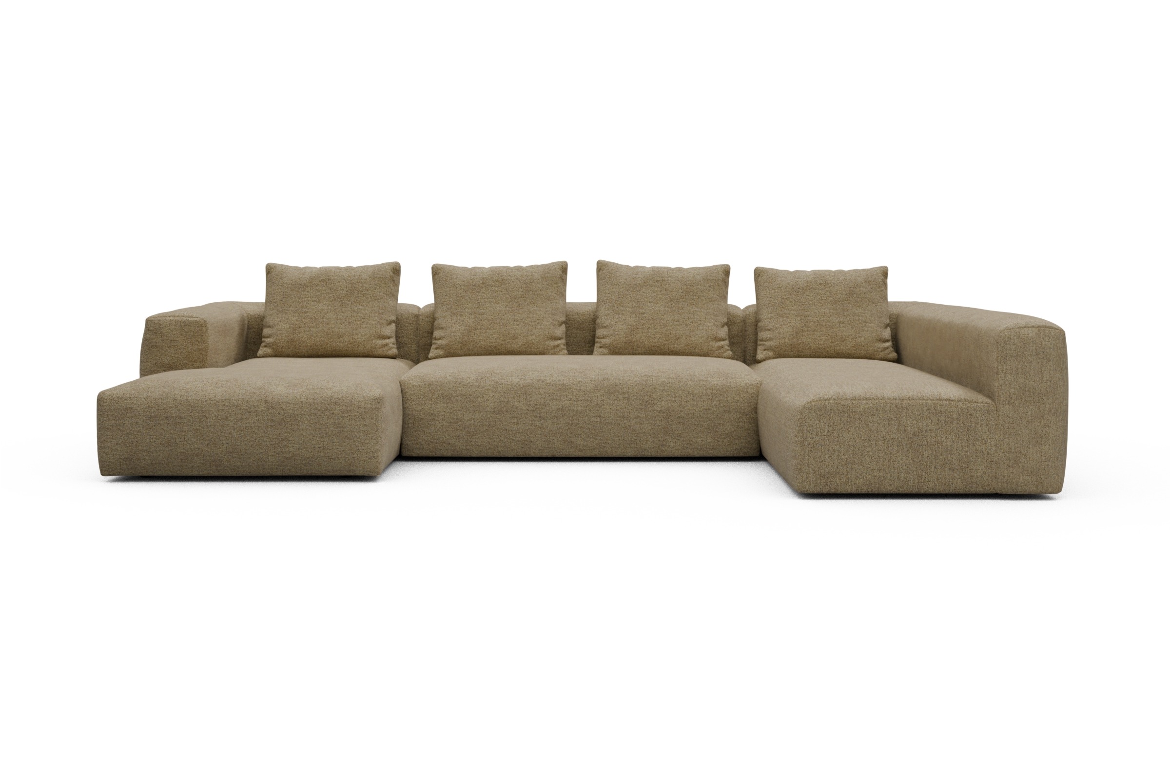 Skandi Home Wohnlandschaft Fred Chaiselongue links mit 2-Sitzer und lange Armlehne rechts Carreno-Silician-Yellow moebelfaktor