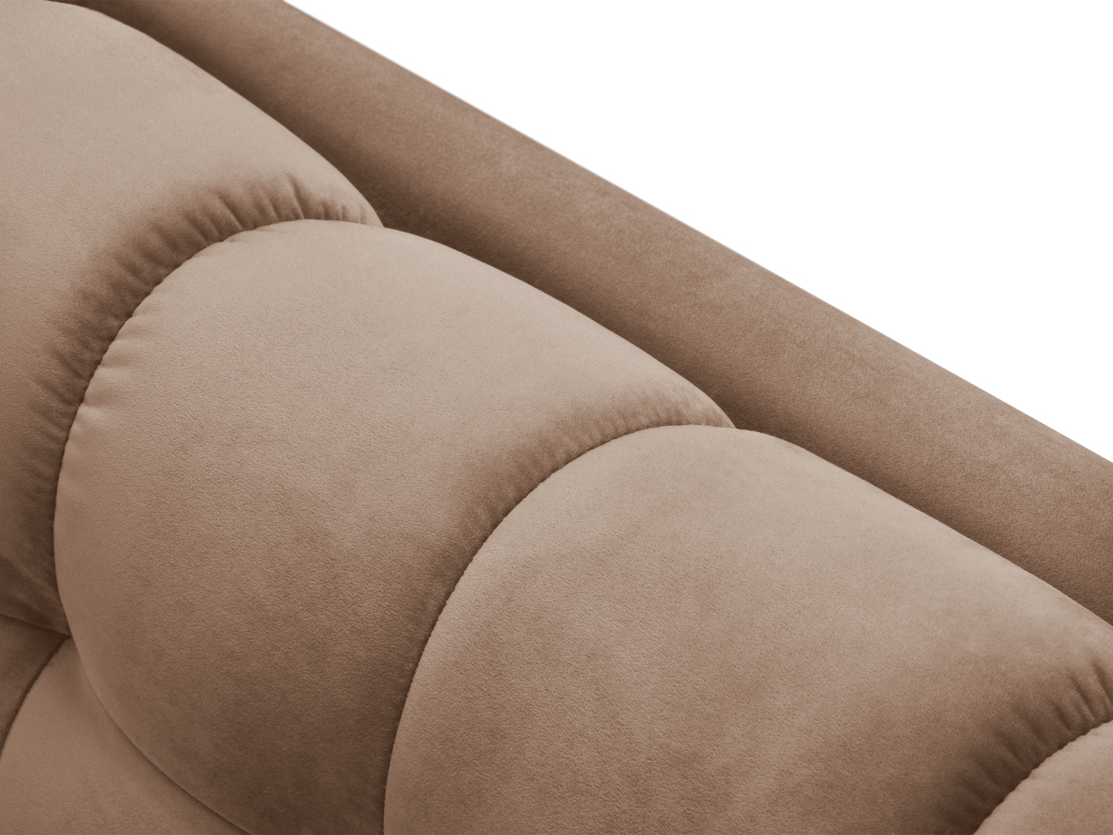 Cosmopolitan Design Ecksofa Bali 5-Sitzer Samt Bluvel Beige Rechts Beine Schwarzes Metall
