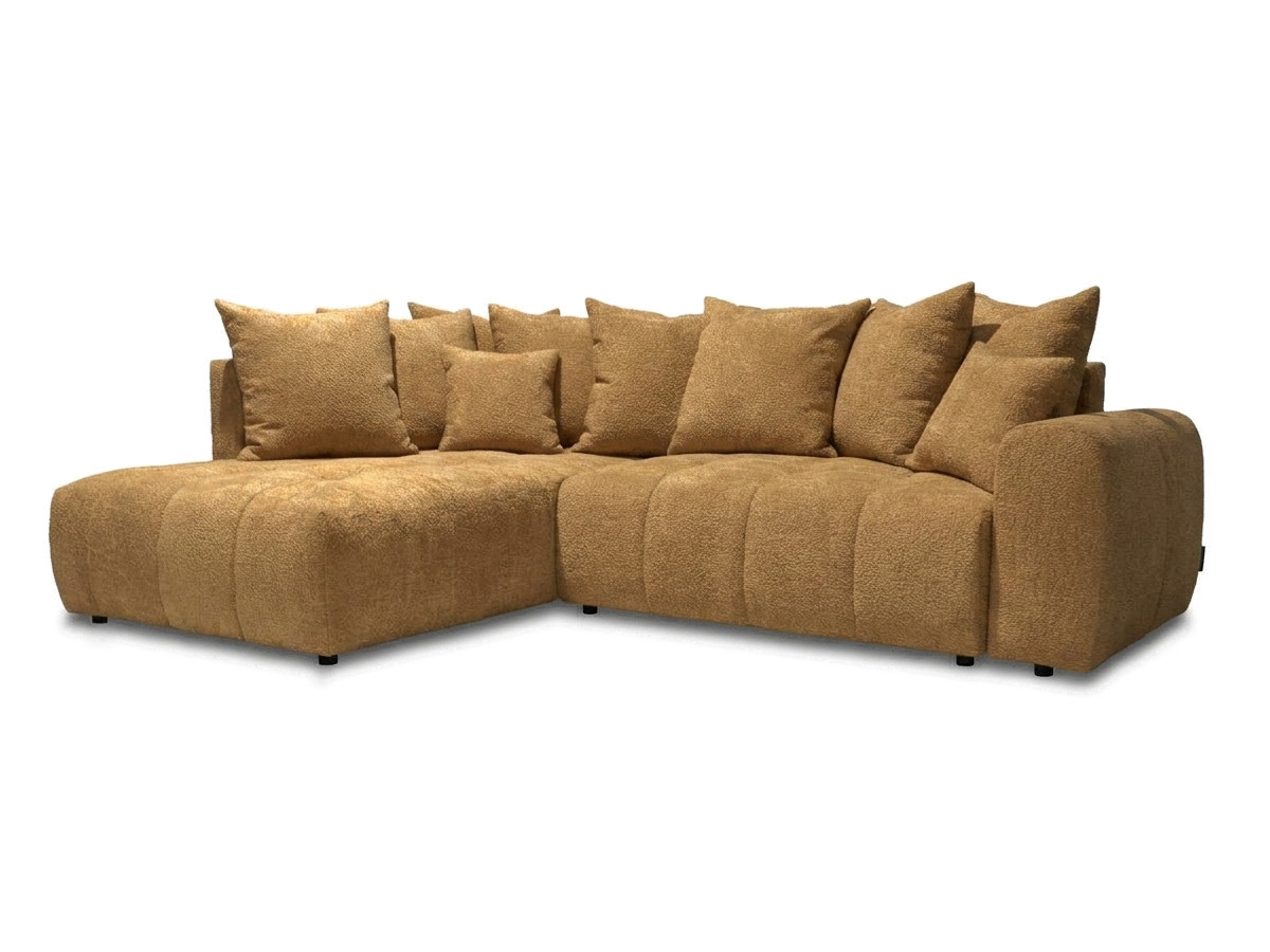 Bobochic Roxelane Ecksofa mit Schlaffunktion und Bettkasten Bouclé-Stoff Gelb Ecke links