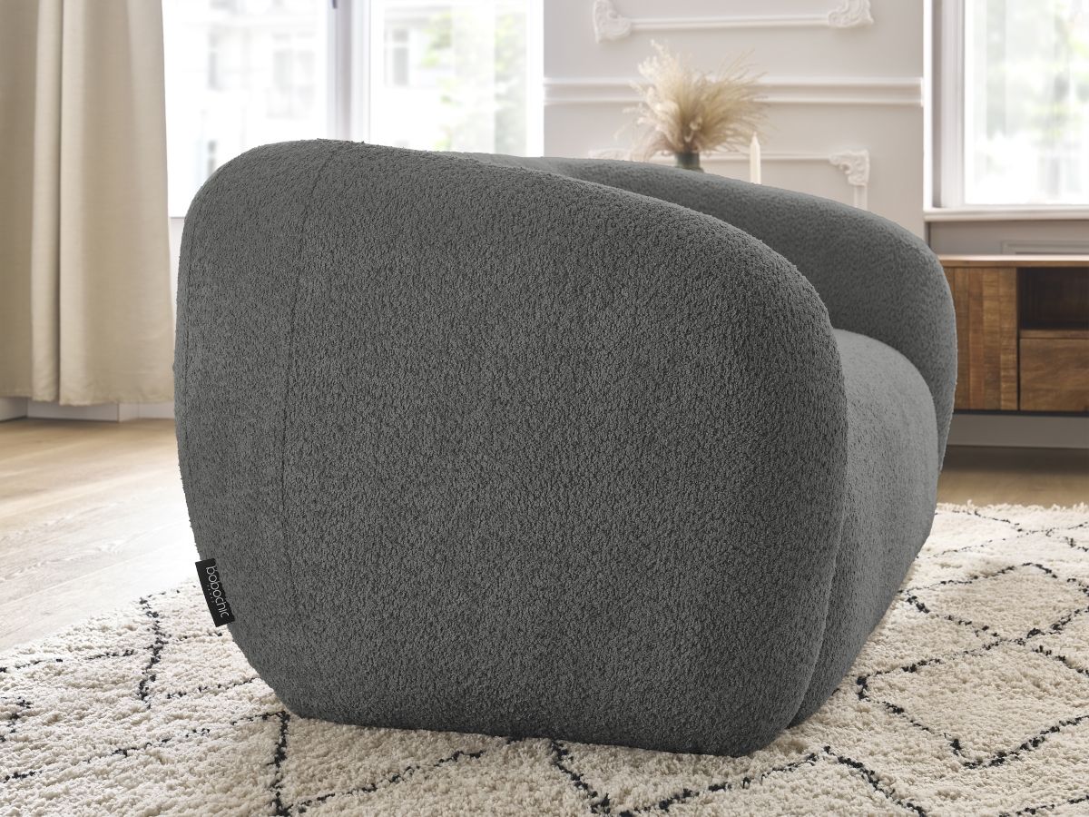 Bobochic Celine Sofa 2-Sitzer Bouclé-Stoff Dunkelgrau