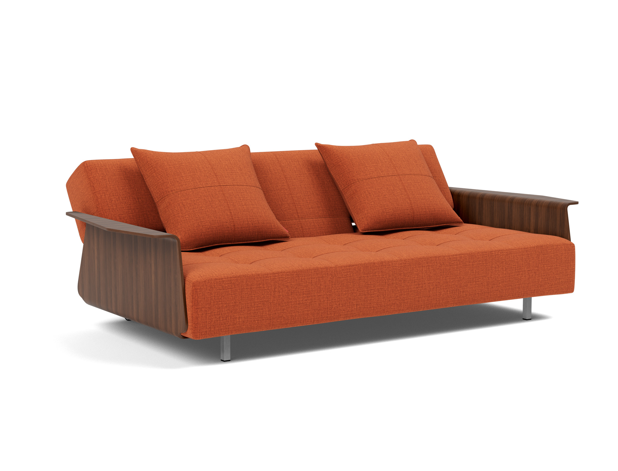 Schlafsofa Long Horn D.E.L. mit Armlehnen Chenille Esina 412-Rust-Orange