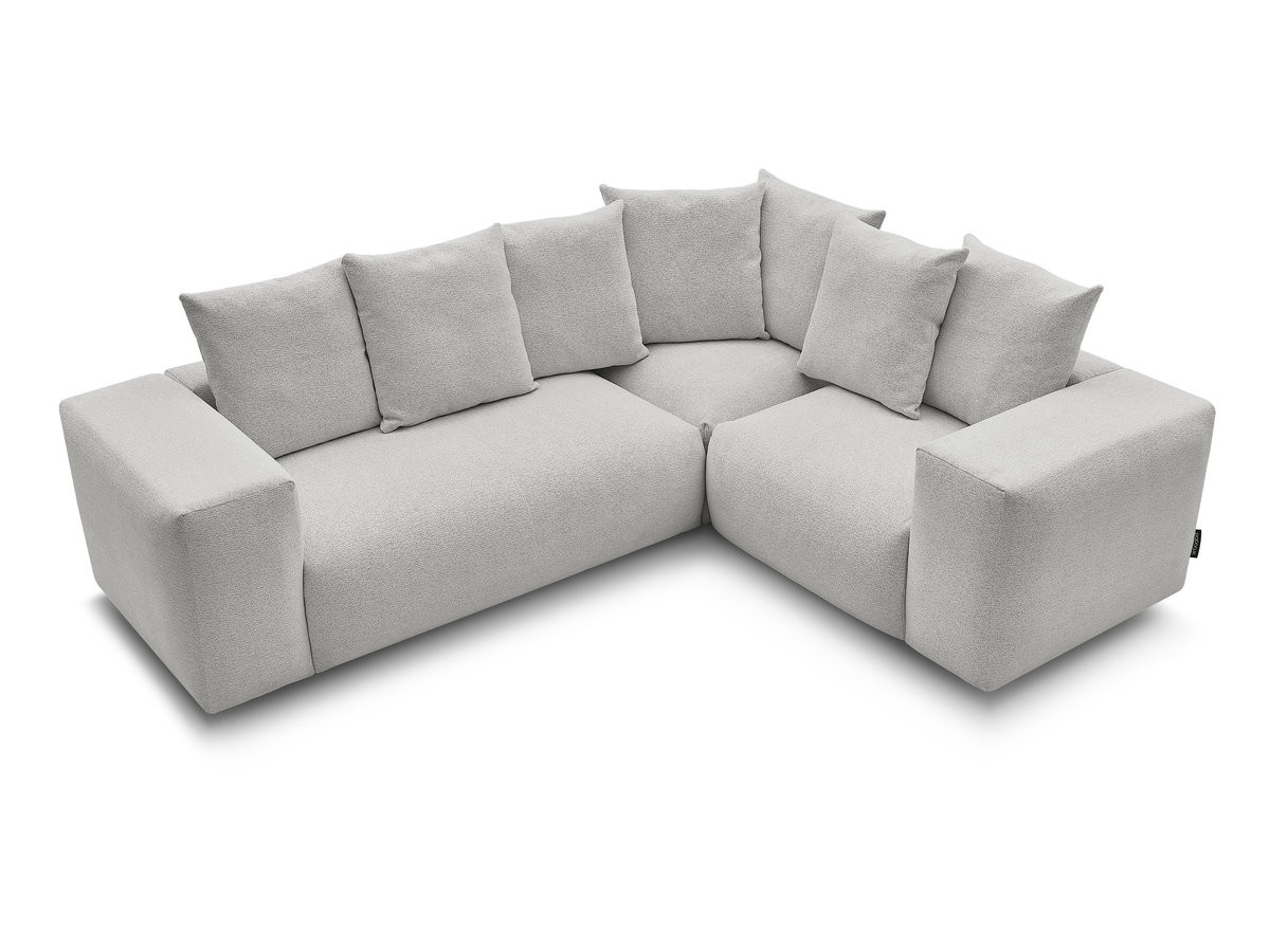 Bobochic Voltaire Ecksofa 268 × 214 cm Melange-Stoff Hellgrau Ecke rechts