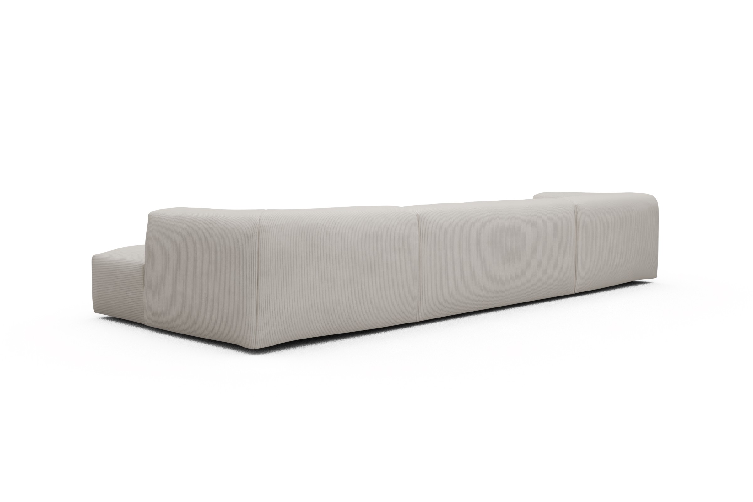 Wohnlandschaft Fred mit 2-Sitzer und Chaiselongue beidseitig Kord Corduroy 594-Ivory