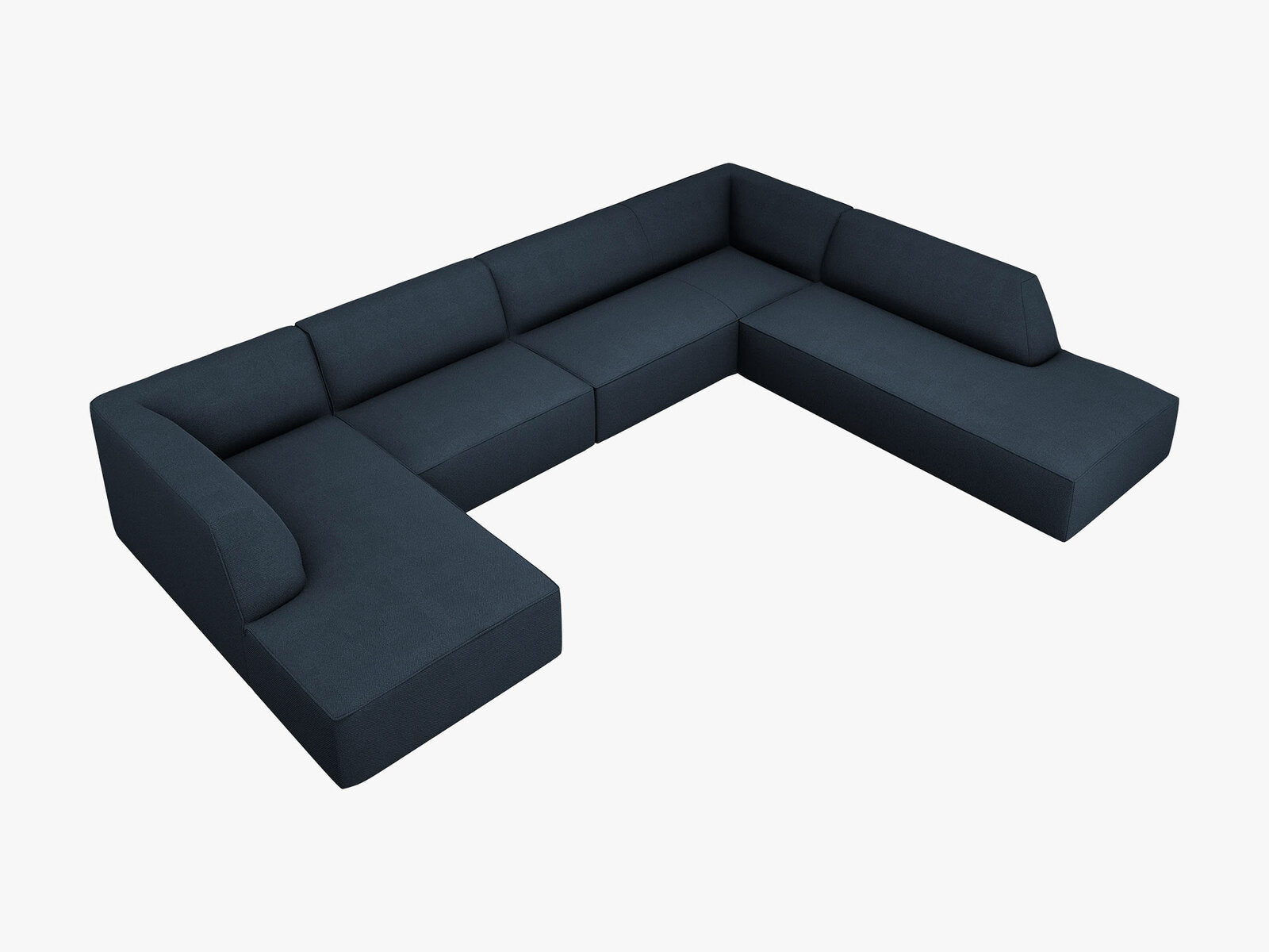 Micadoni Panorama-Ecksofa Ruby 7-Sitzer Rechts Strukturierter Stoff Ottawa Marineblau