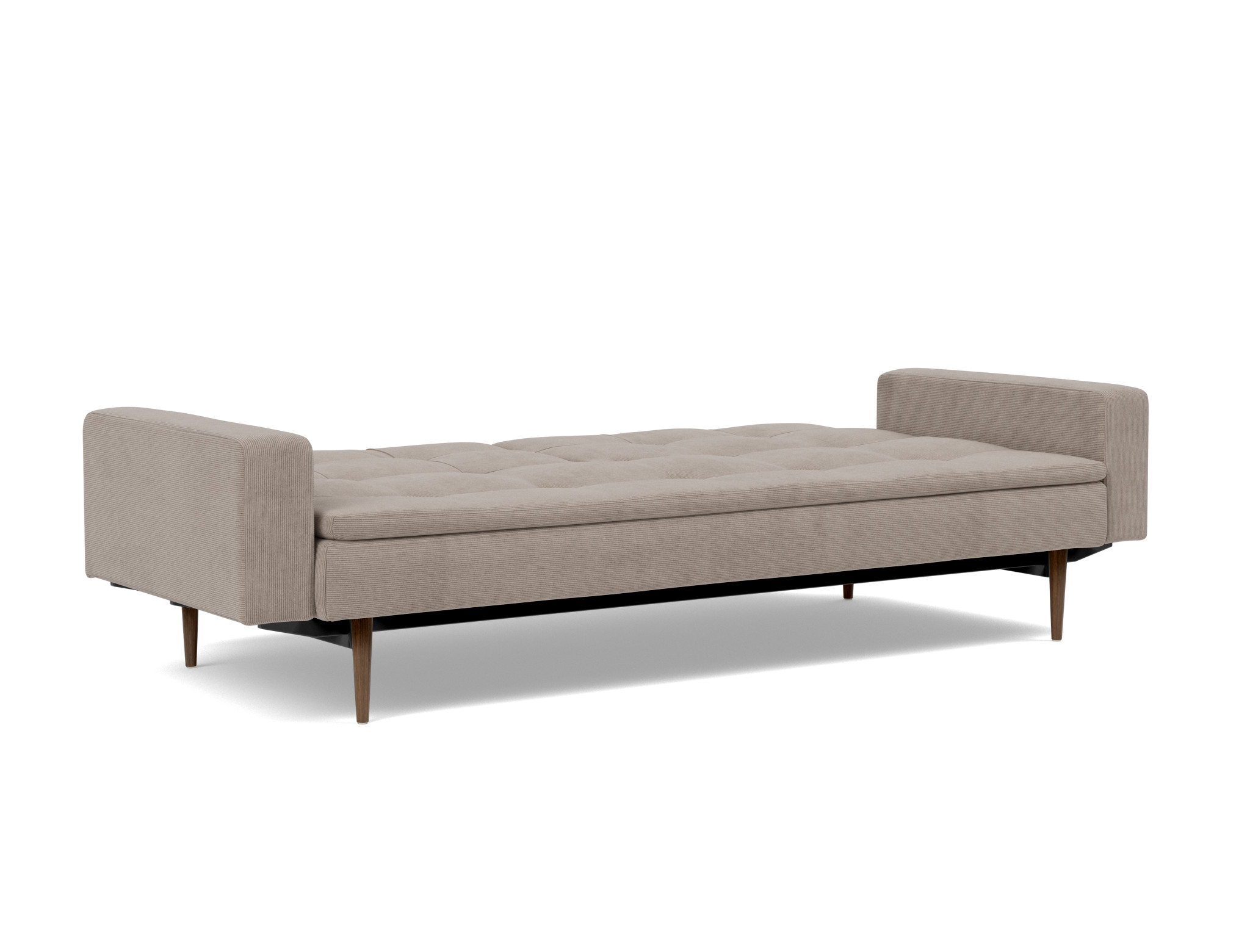 Schlafsofa Dublexo mit Armlehnen Kord Cordufine 318-Beige Beine Styletto Eiche dunkel