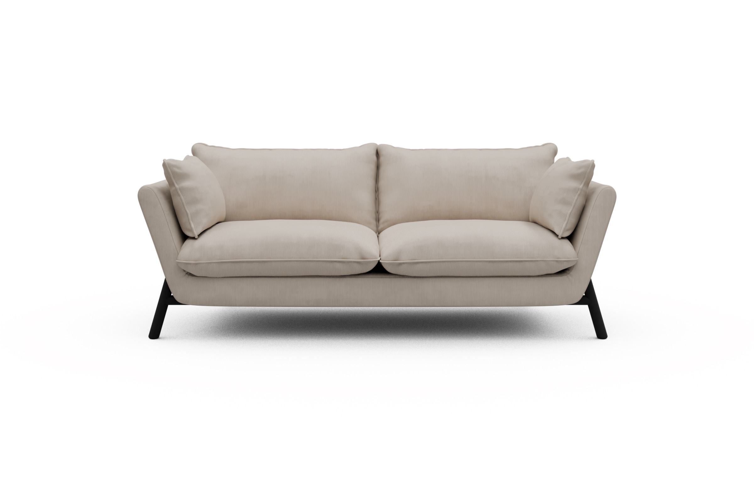 Skandi Home Sofa Emil PREMIUM 2-Sitzer Beinfarbe Eiche Schwarz Cordufine-Off-White moebelfaktor