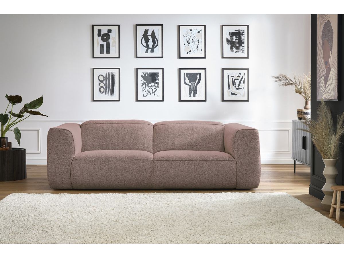 Bobochic William Sofa 3-Sitzer Melange-Stoff Rosa