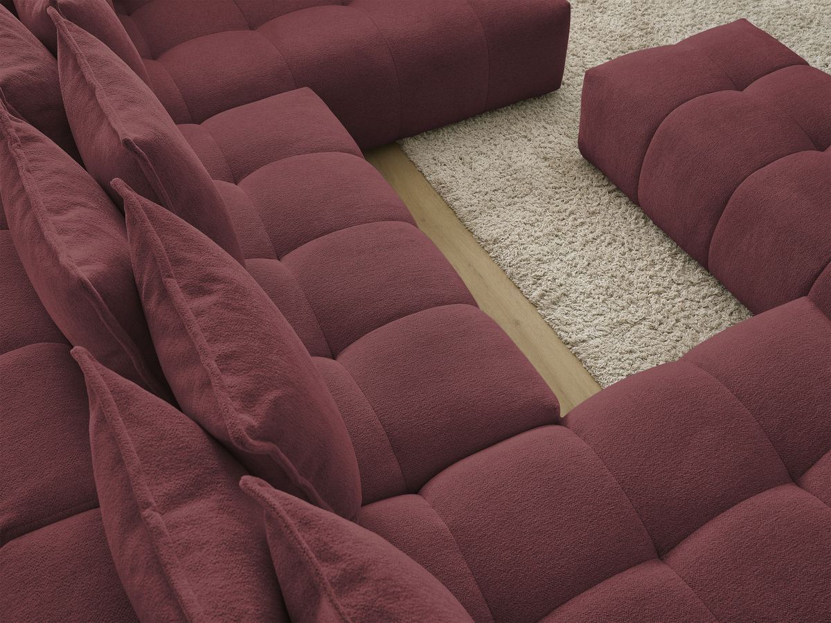 Bobochic Everest Wohnlandschaft mit Pouf, 14 Kissen Melange-Stoff Rot Ecke links