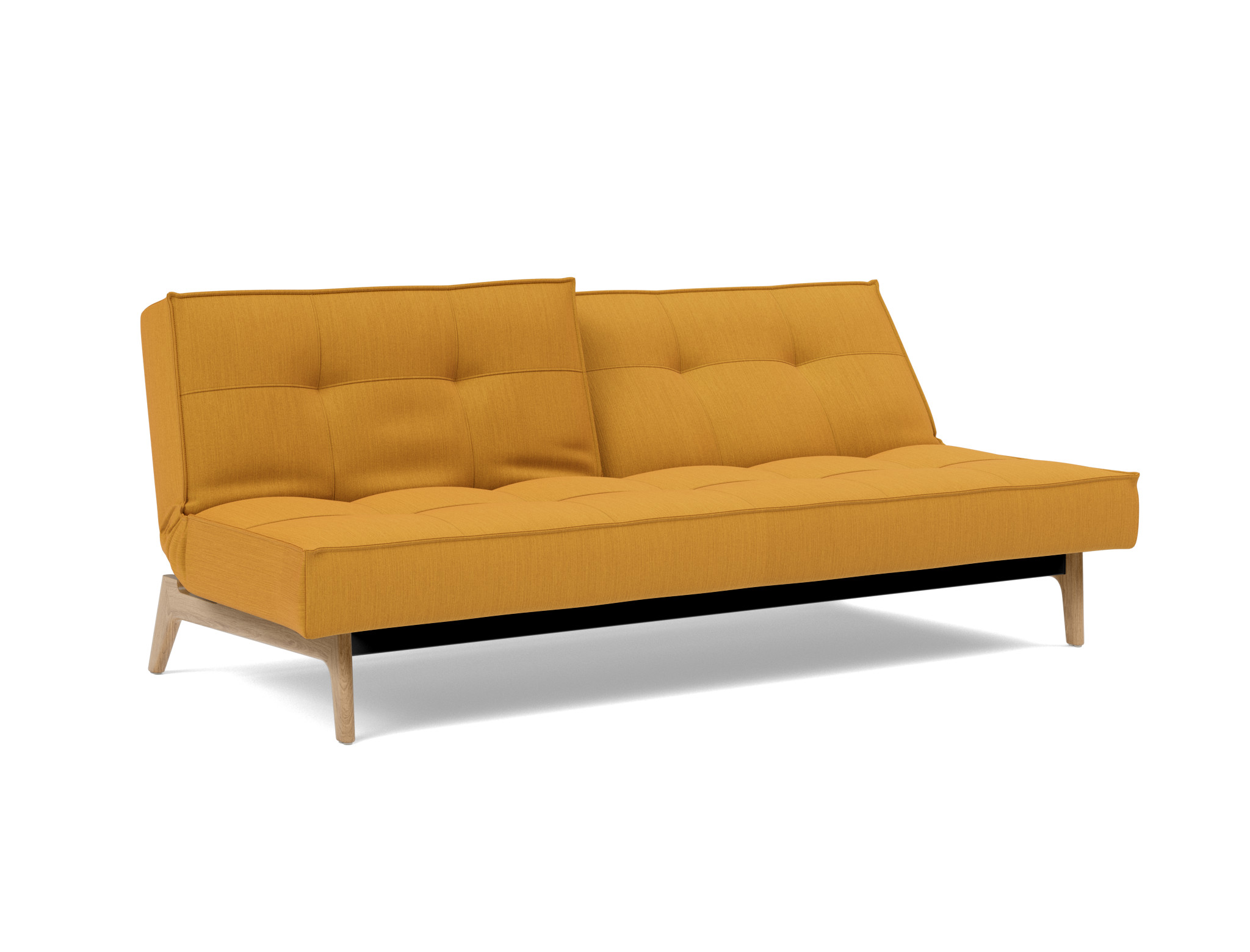 Schlafsofa Splitback Flachgewebe Elegance 507-Burned-Curry Beine Eiche