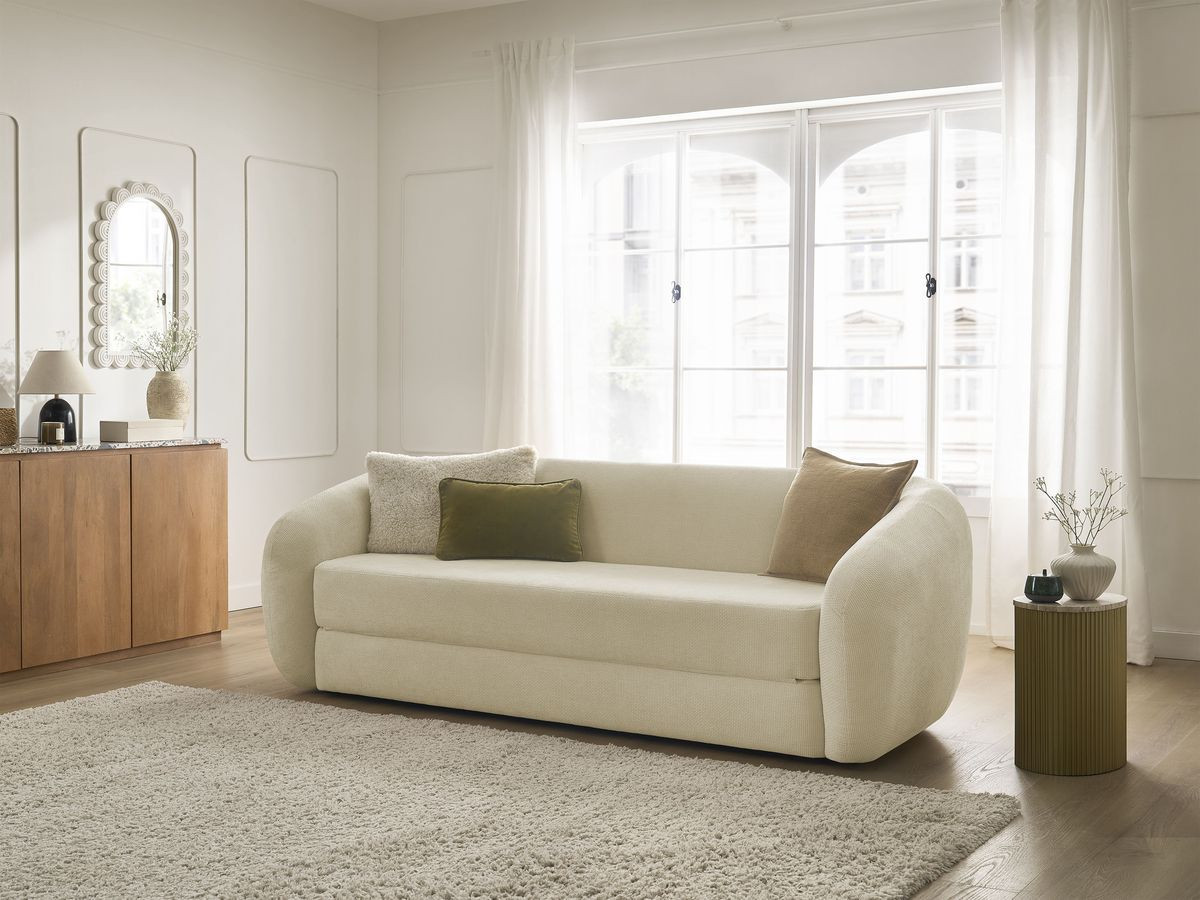 Bobochic Neyo Schlafsofa 3-Sitzer Stoff Taupe