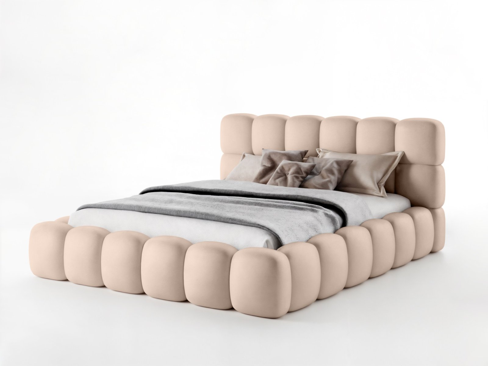 Polsterbett Vento Samtstoff 160x200 mit Metallrahmen Piano 03 Beige