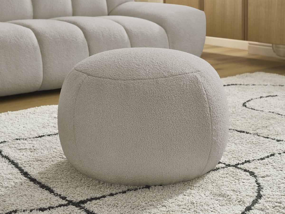 Bobochic Hayden Sofa 3-Sitzer mit Pouf 226 × 107 cm Bouclé-Stoff Taupe