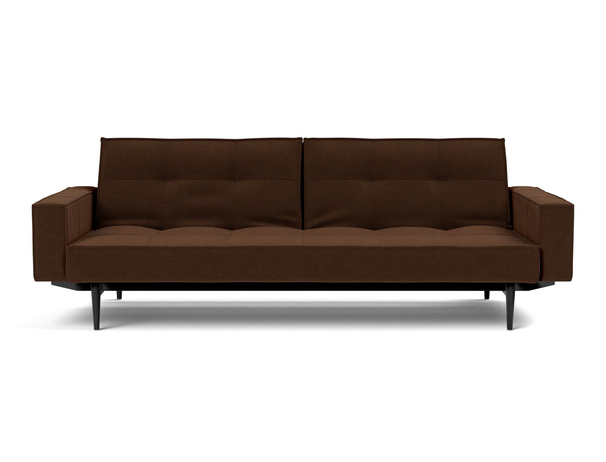Schlafsofa Splitback mit Armlehnen Strukturierter Stoff Taura 359-Cappuccino Beine Styletto Eiche schwarz