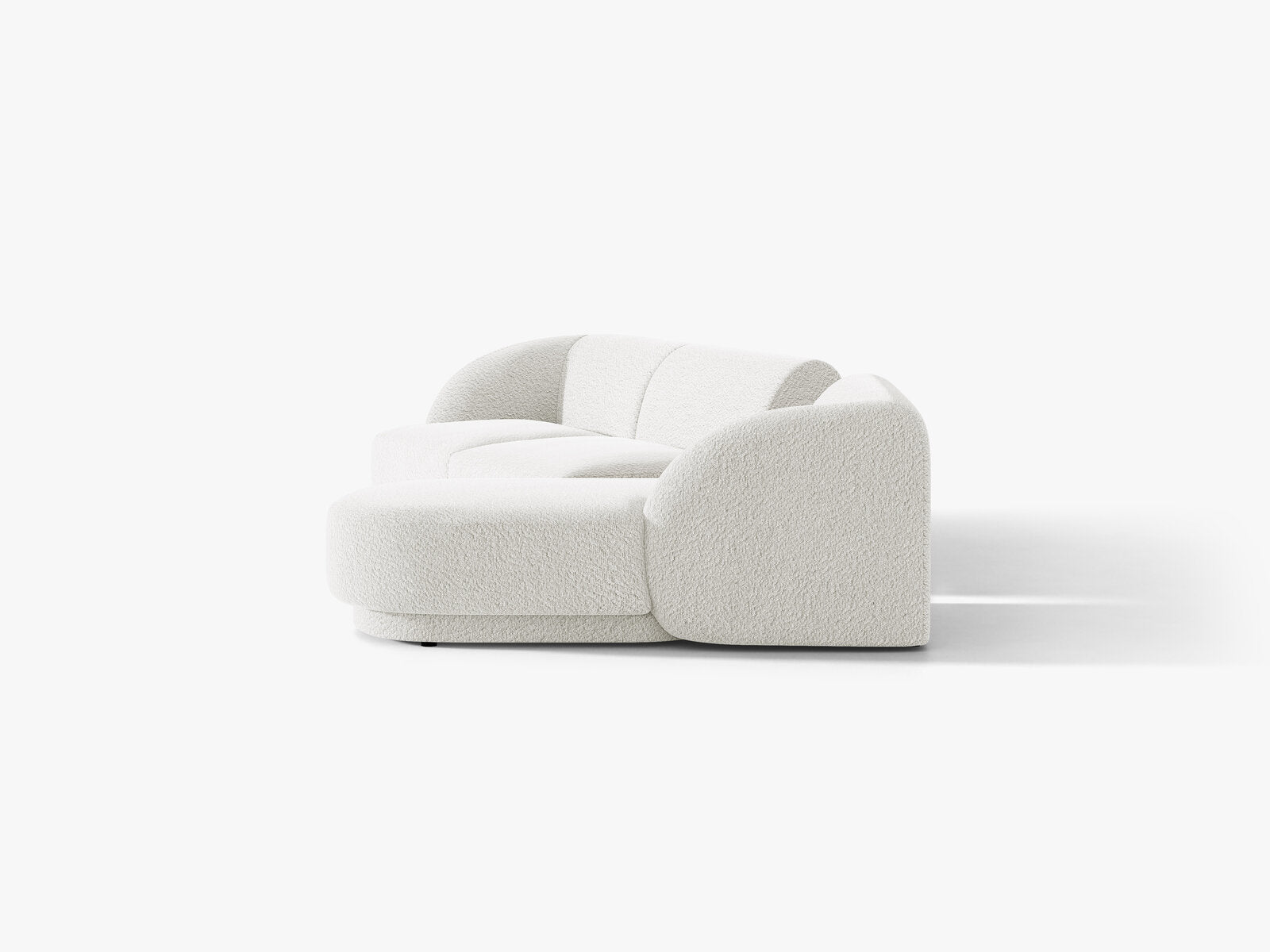 Micadoni Modulares Sofa Miley mit Recamiere 3-Sitzer Rechts Boucle Baloo Weiß