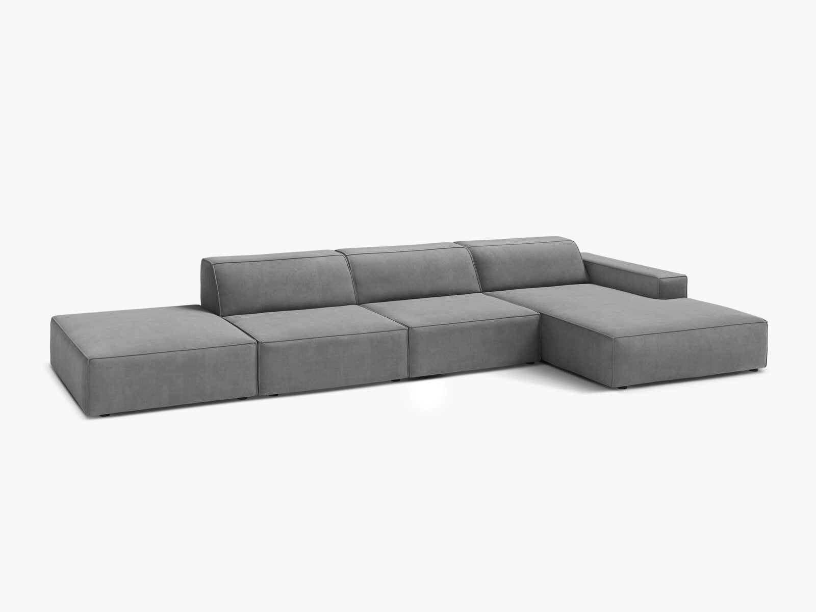 Micadoni Ecksofa Jodie 5-Sitzer Samt Venus Hellgrau Rechts