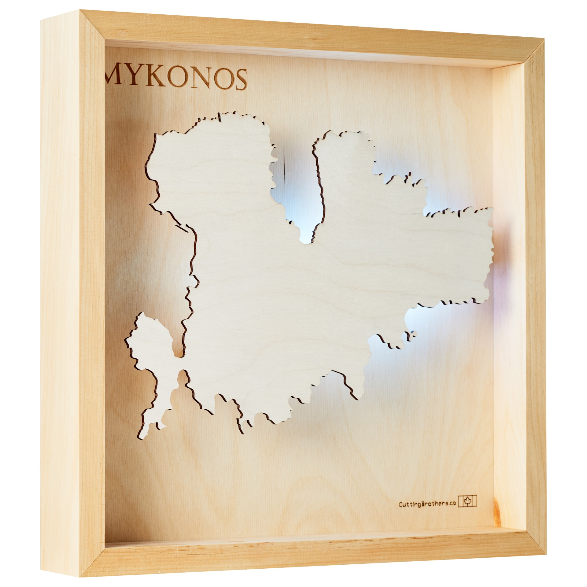 Cutting Brothers LED Licht Mykonos Light 3D Insel Holz Karte
