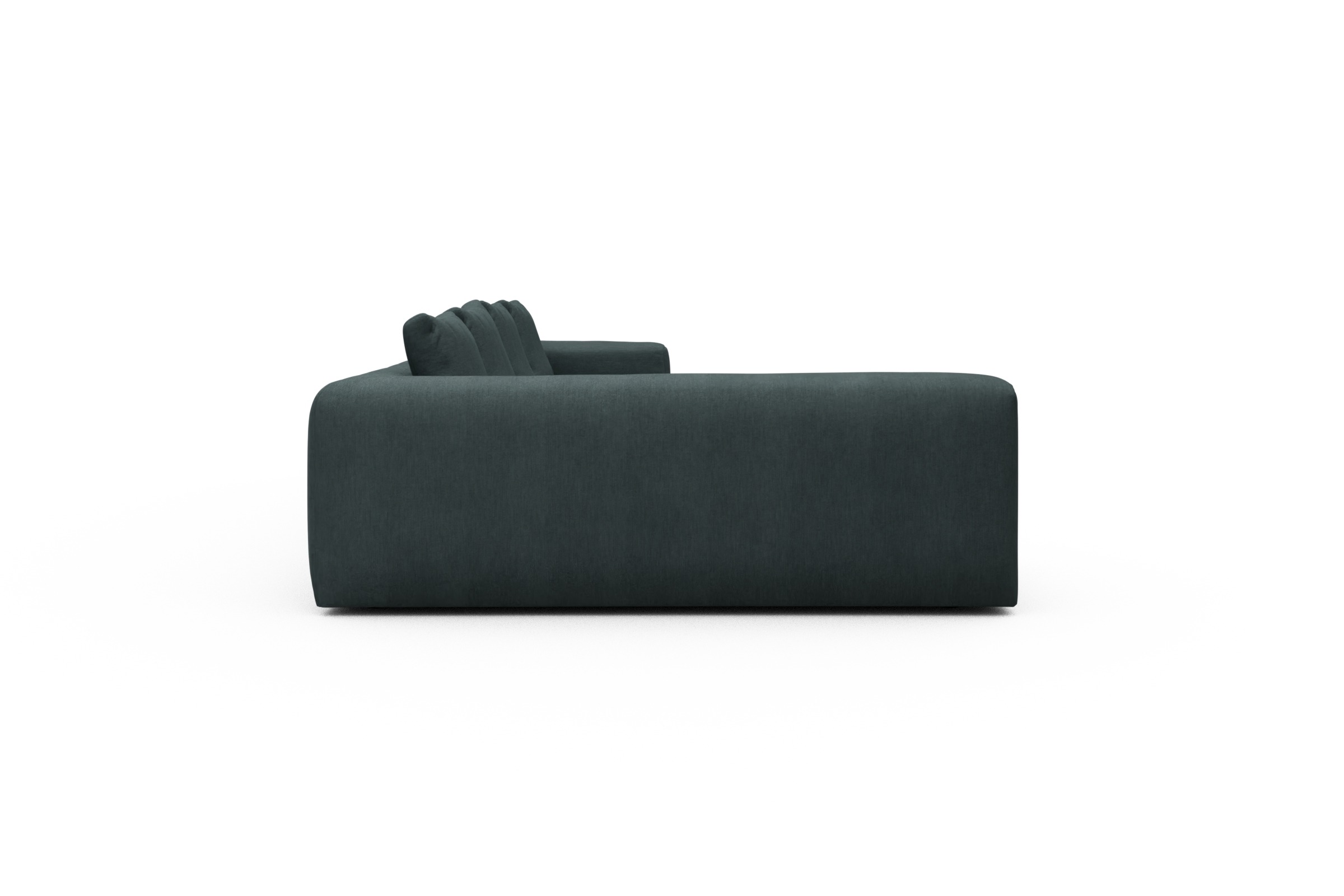 Wohnlandschaft Fred Chaiselongue rechts mit 2-Sitzer und lange Armlehne links Vivus-Blue