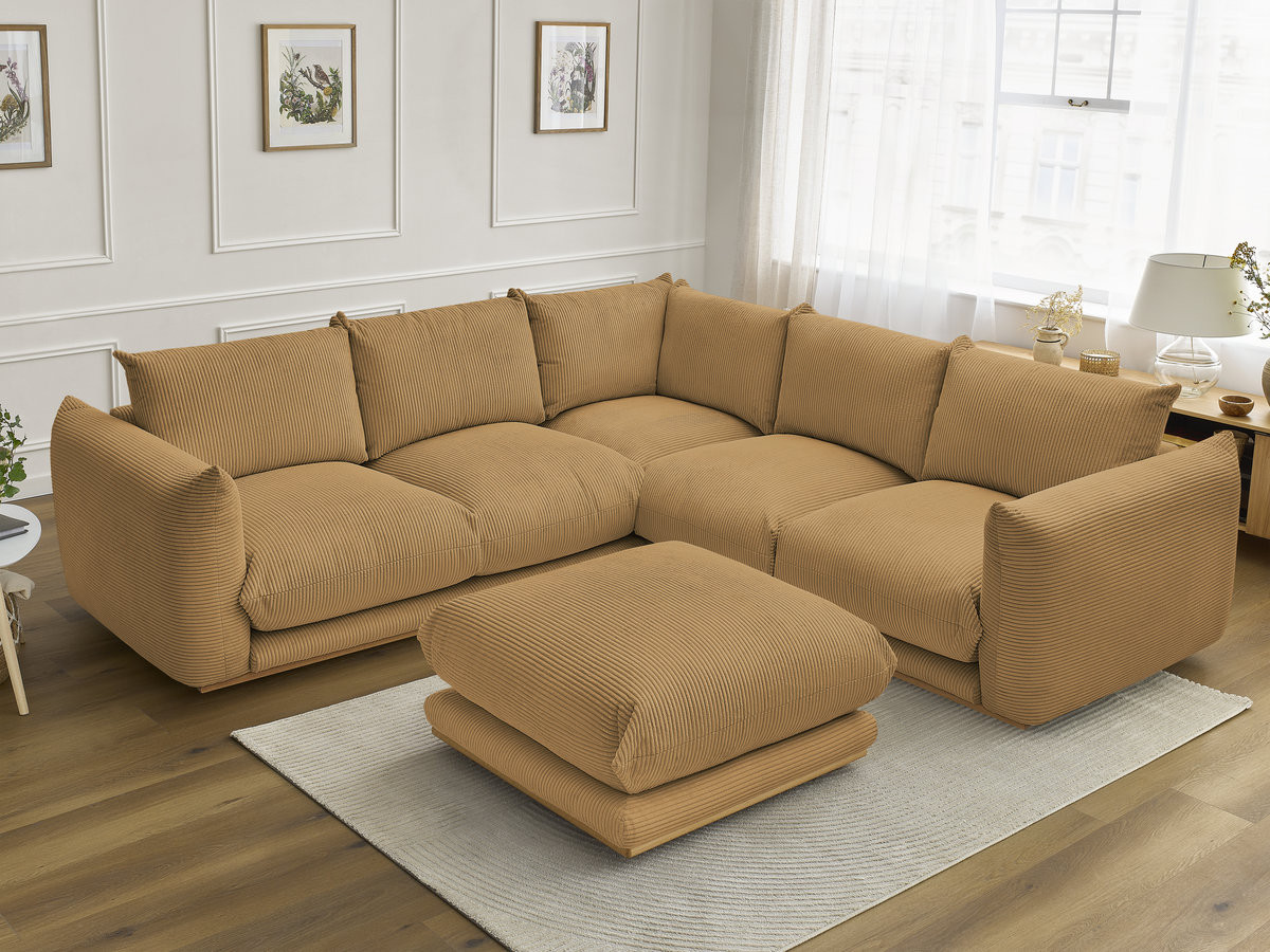 Bobochic Ernest Ecksofa mit Pouf Cordsamt Gelb