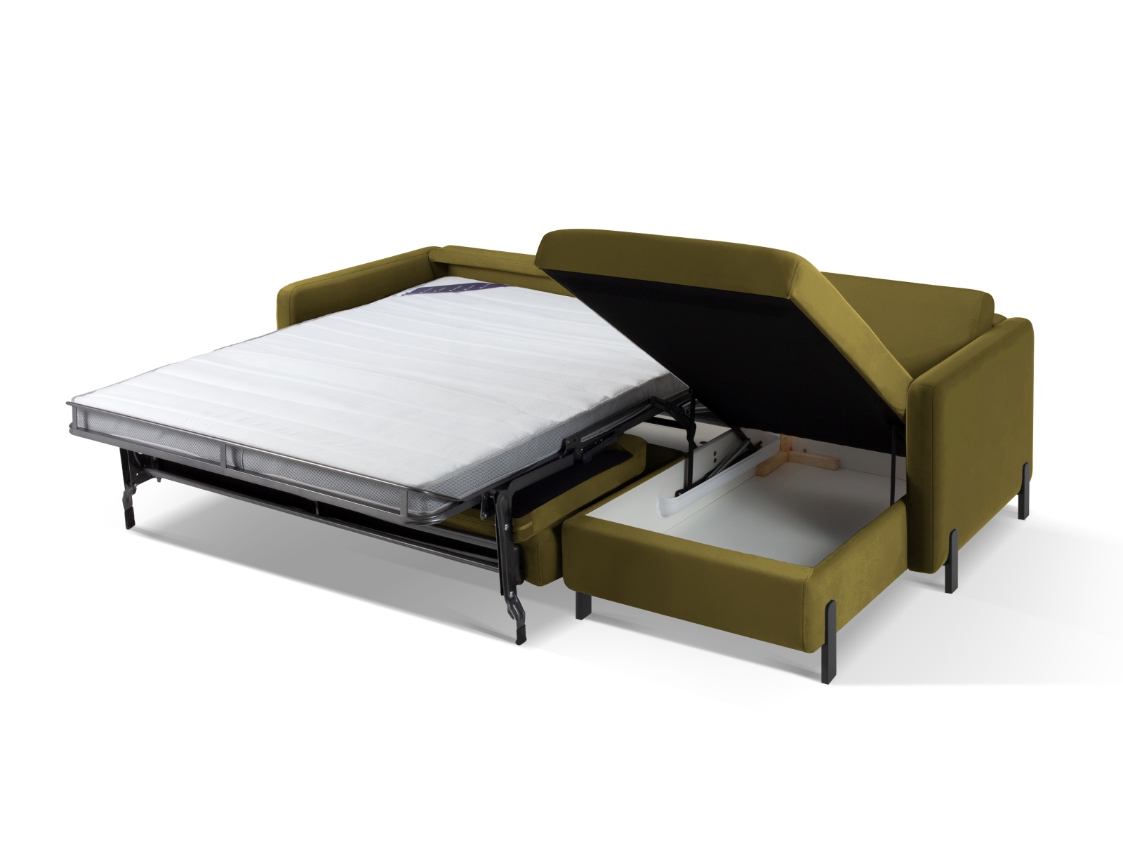 Micadoni Schlaf-Ecksofa Gloria 4-Sitzer Rechts Samt Grün 205x140